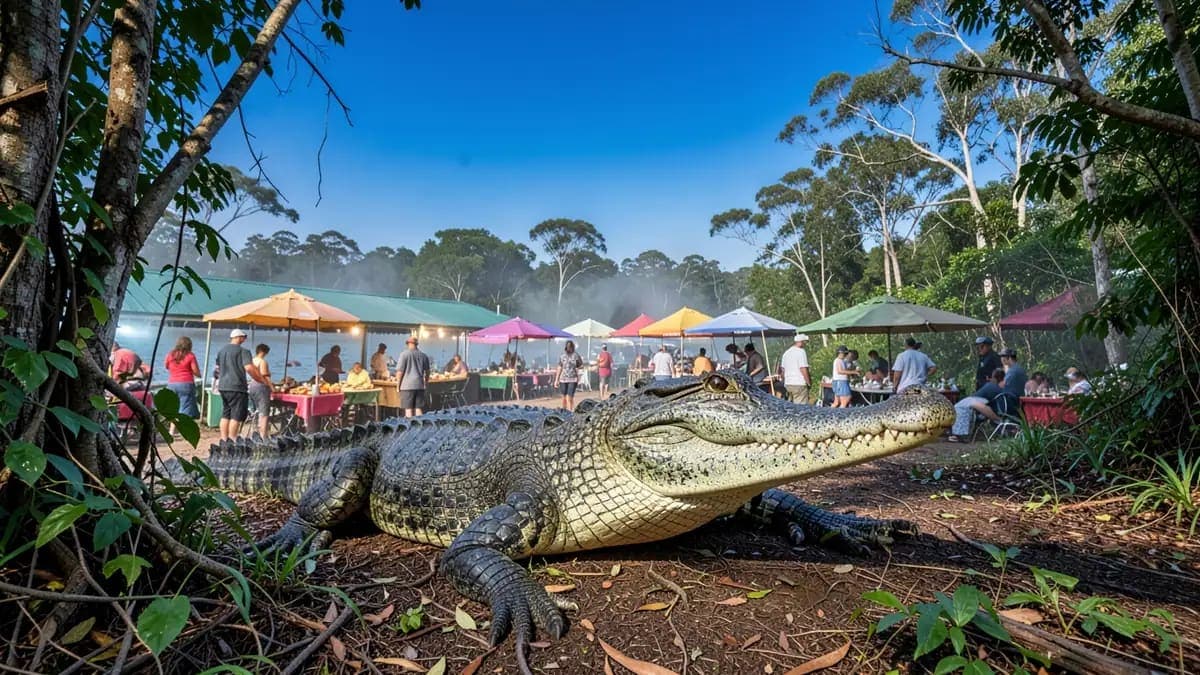 Big boxing crocodile